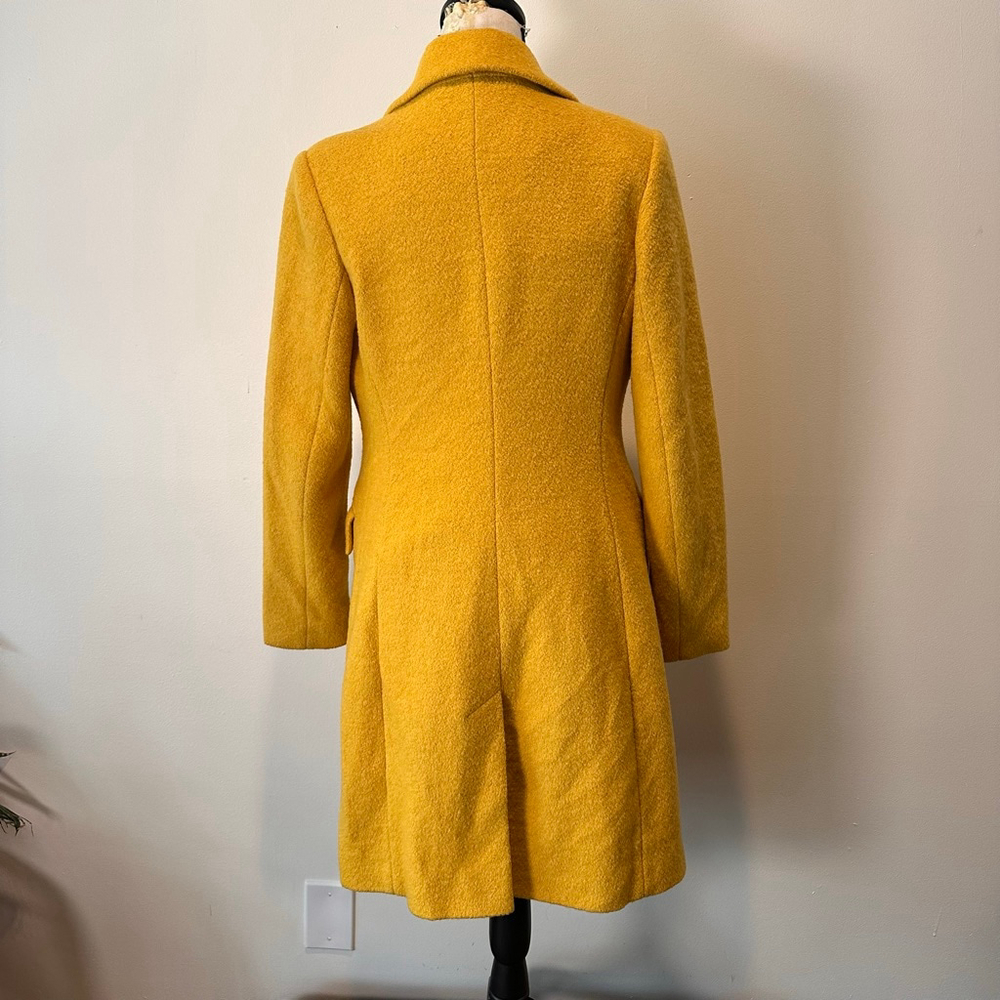 Sam Edelman | Mustard Ochre Wool Blend Walker Coat XS | Tailored Minimal Luxe - Picture 4 of 12